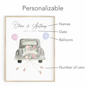 Wedding Money Gift Personalized Poster With A Car Just Married Cash Gift Idea afbeelding 2