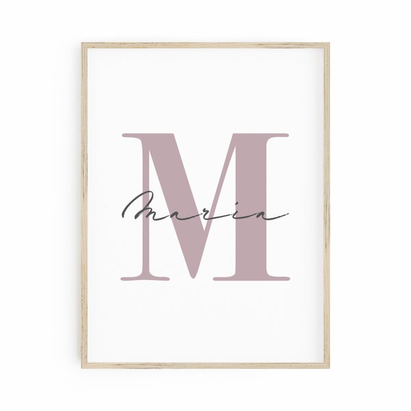 Name Poster Nursery Initial letter Wall Art Print Personalized Gift Baby Shower