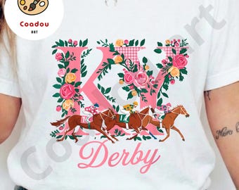 KY Derby PNG, Kentucky Derby Shirt Design, Horse Racing Floral PNG, Derby Day Outfit, Southern Style Aesthetic, Sublimation Digital Download