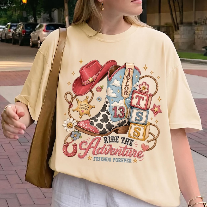 Retro Toy Story 5 PNG, I Knew It I Knew You Western Cowgirl Boots Friendship Bracelet Shirt Design Graphic Download File image 1