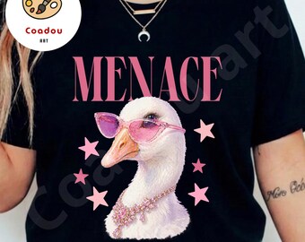 Menace Goose PNG, Sassy Goose with Pink Sunglasses and Diamonds Design (Digital Download)