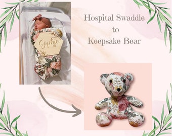 Keepsake/MEMORY Bear made from Hospital Swaddle // hospital blanket // newborn // baby gift // gift for her // baby