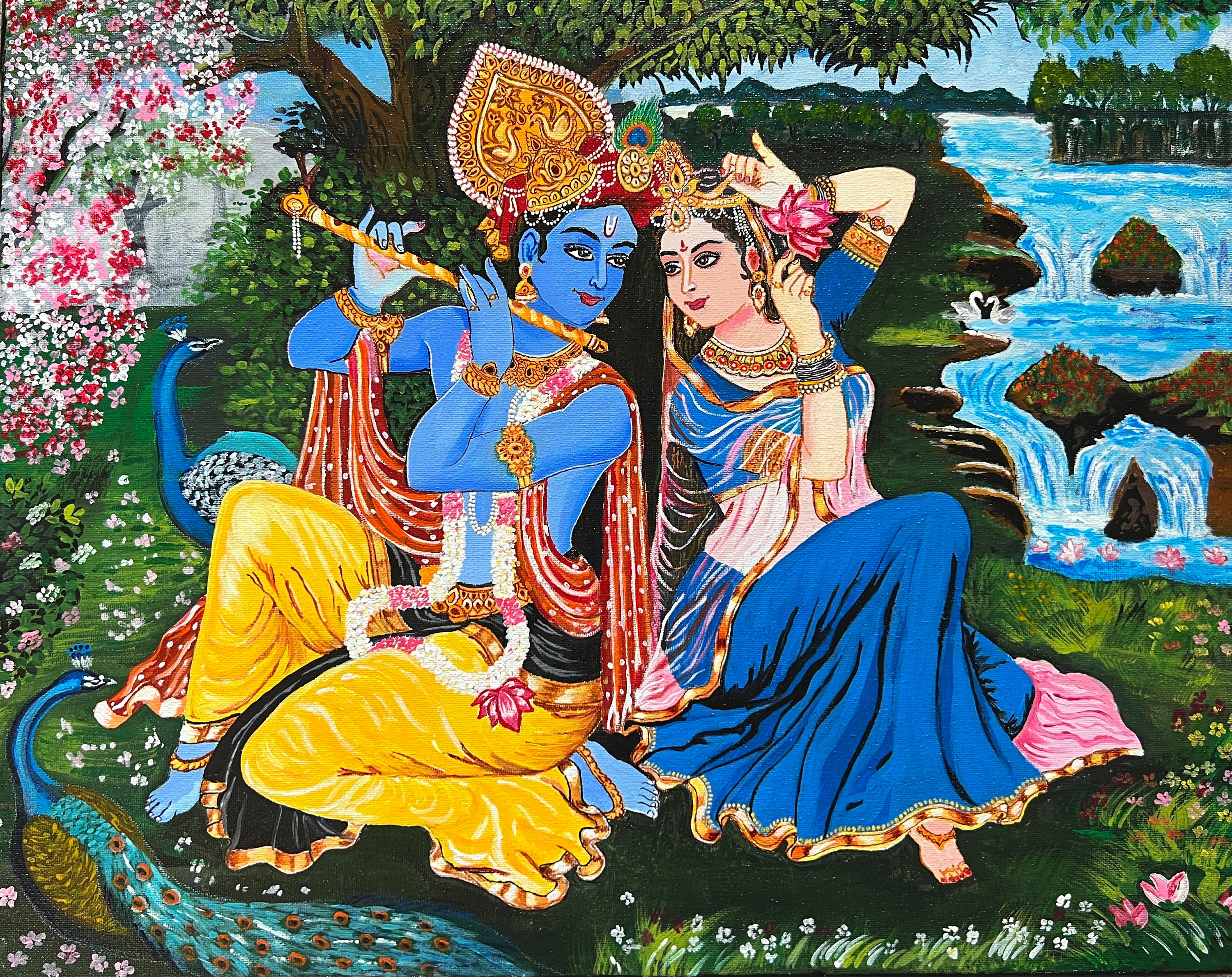Divine Radha Krishna Big Canvas Wall Painting Size ( 24*36 Inch ) at Rs  3799, Radha Krishna Paintings