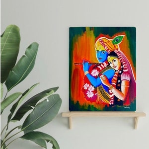 Radha Krishna Painting, Krishna Painting, Hindu God Art, Indian Decor, Indian Painting, Asian Art, Handmade Wallart, Hindu God