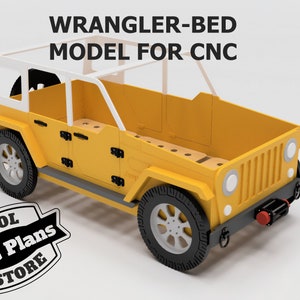 Jeep Wrangler Bed for kids 1900x900 mm. Plans, models for cnc milling. cdr, dxf, eps, step (stp) model for DIY.