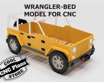 Jeep Wrangler Bed for kids 1900x900 mm. Plans, models for cnc milling. cdr, dxf, eps, step (stp) model for DIY.