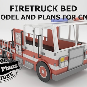 Firetruck Bed for kids 1900x900 mm. Plans, models for cnc milling. STEP (stp) model for DIY.