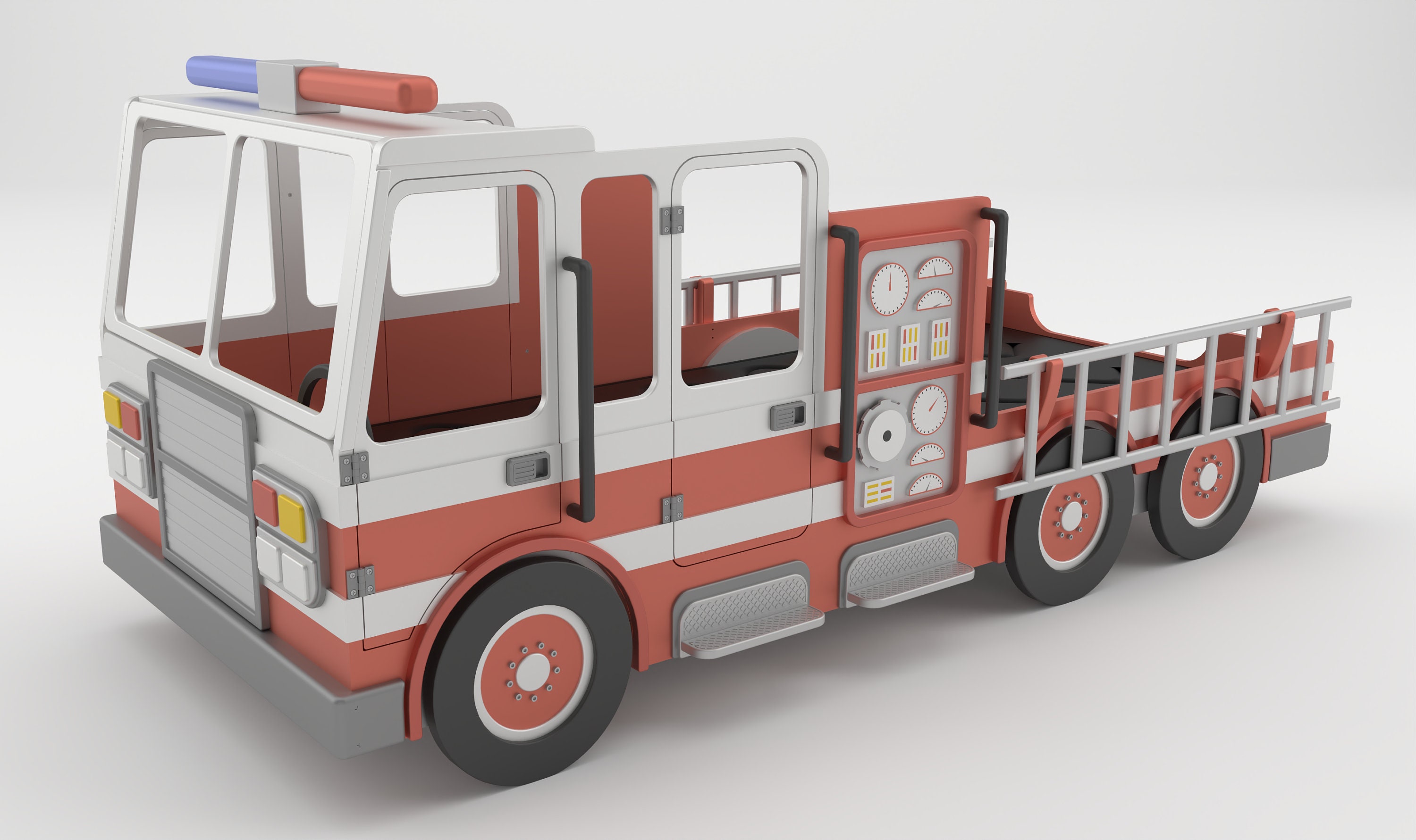 Cama infantil coche de bomberos de madera 200x90cm