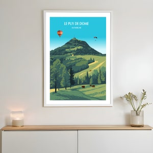 Póster Auvernia Le Puy de Dome estilo vintage Papel mate premium tamaño A4, A3, A2 a A1, regalo para amigos y familiares, amante de la naturaleza minimalista