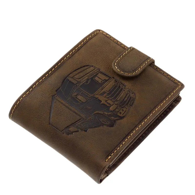 Gift For Truck Driver ➤➤➤Handmade brown leather wallet with engraving