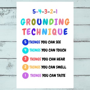 Colorful Grounding Technique Therapy Poster -  Grounding Technique Calming Poster Printable
