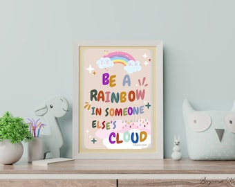 Lámina artística con cita de arcoíris, decoración de pared inspiradora (descarga digital)