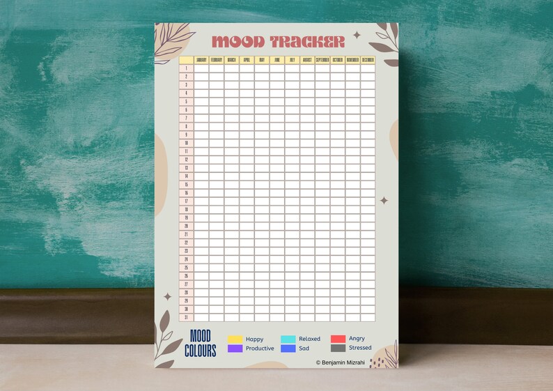 Printable Daily Mood Tracker Chart Template (digital Download) - Etsy