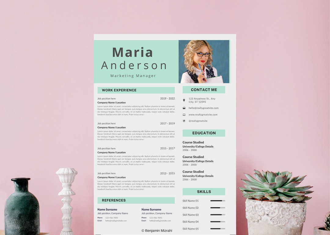 Modern Marketing Manager Resume Template, Editable Canva (digital ...