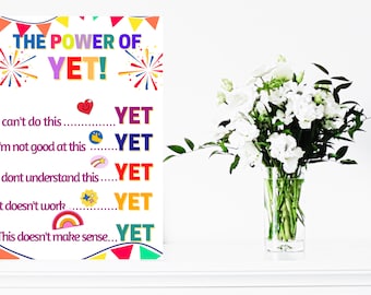 Growth Mindset Poster - Power of Yet, Classroom Decor (Digital Download)