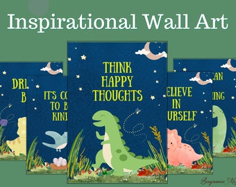 Therapist Office Decor: Inspirational Dinosaur Art Prints (Digital Download)