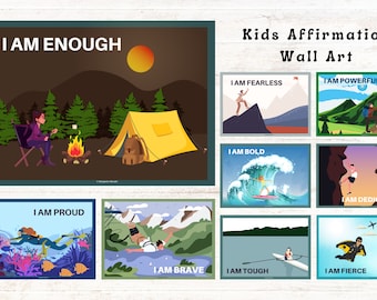 I Am Affirmations | Kids Affirmation Wall Art Posters | Growth Mindset | Positive Affirmations For Kids, Homeschool Printables