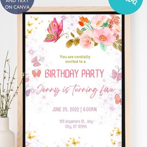 Editable Birthday Invitation Girls or Boys Printable Digital Instant Download Canva Template