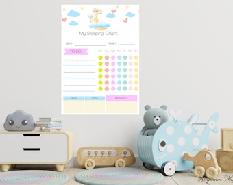 Kids Sleep Chart, Toddler Bedtime Routine, Reward Printable (Digital Download)