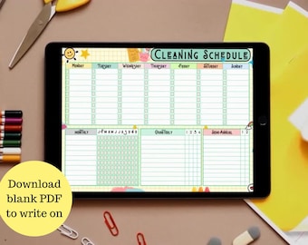 Cleaning Checklist Planner | Weekly, Monthly, Yearly Chore Chart (Digital Download)