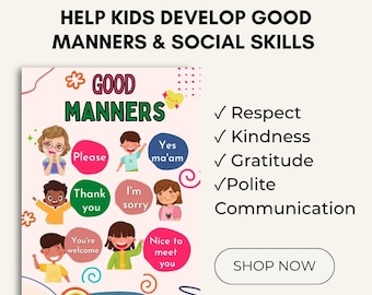 Good Manners Poster for Kids | Social Skills Printable | ADHD Autism Classroom | Special Education School Counselor Resource