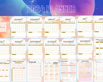 2024 Planner Template for Canva, 2024 Calendar Template, Productivity ...