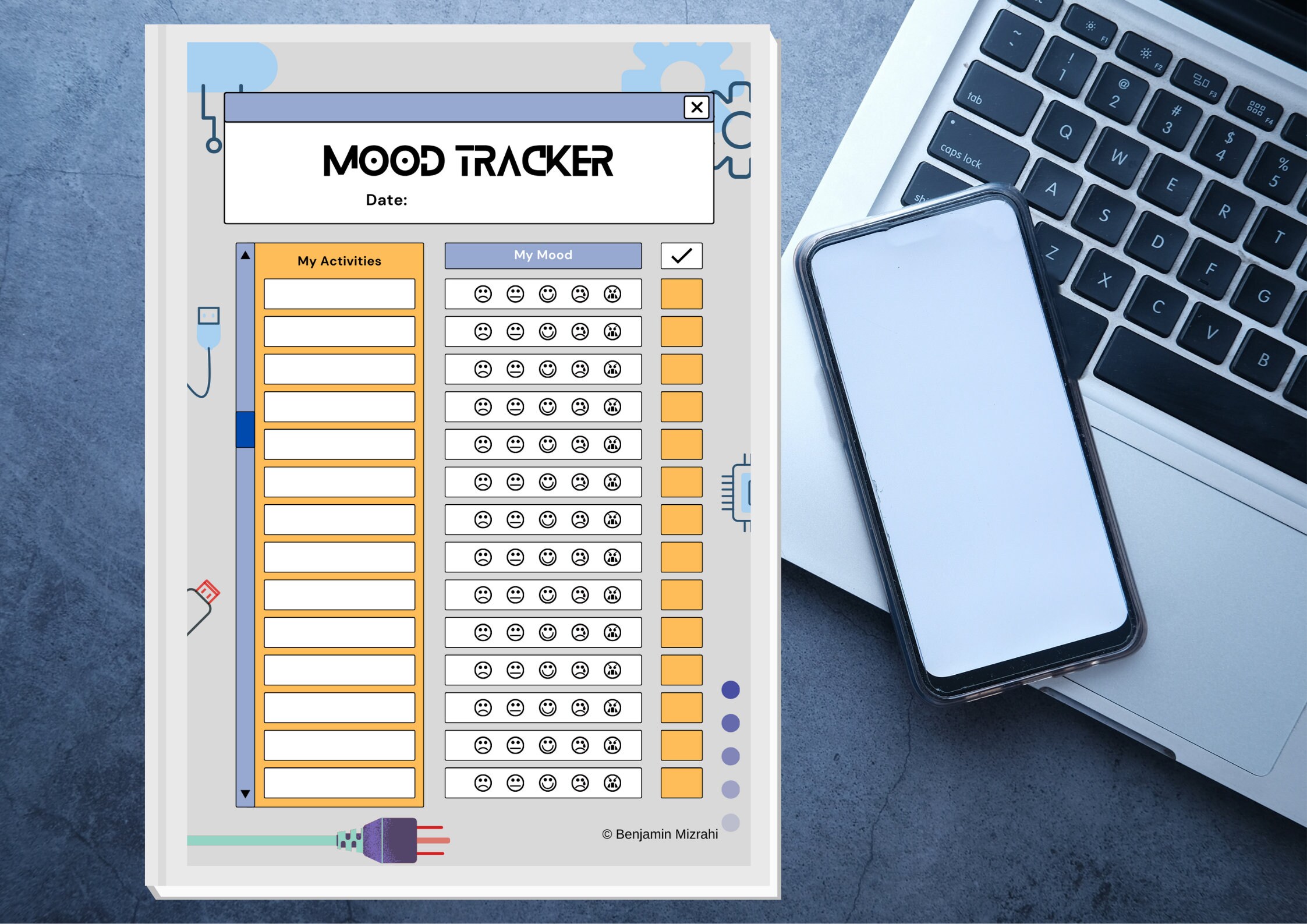 Printable Daily Mood Tracker Chart, Wellness Planner (digital Download ...