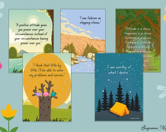 Mindfulness Affirmation Cards, Positive Quotes Printable (Digital Download)