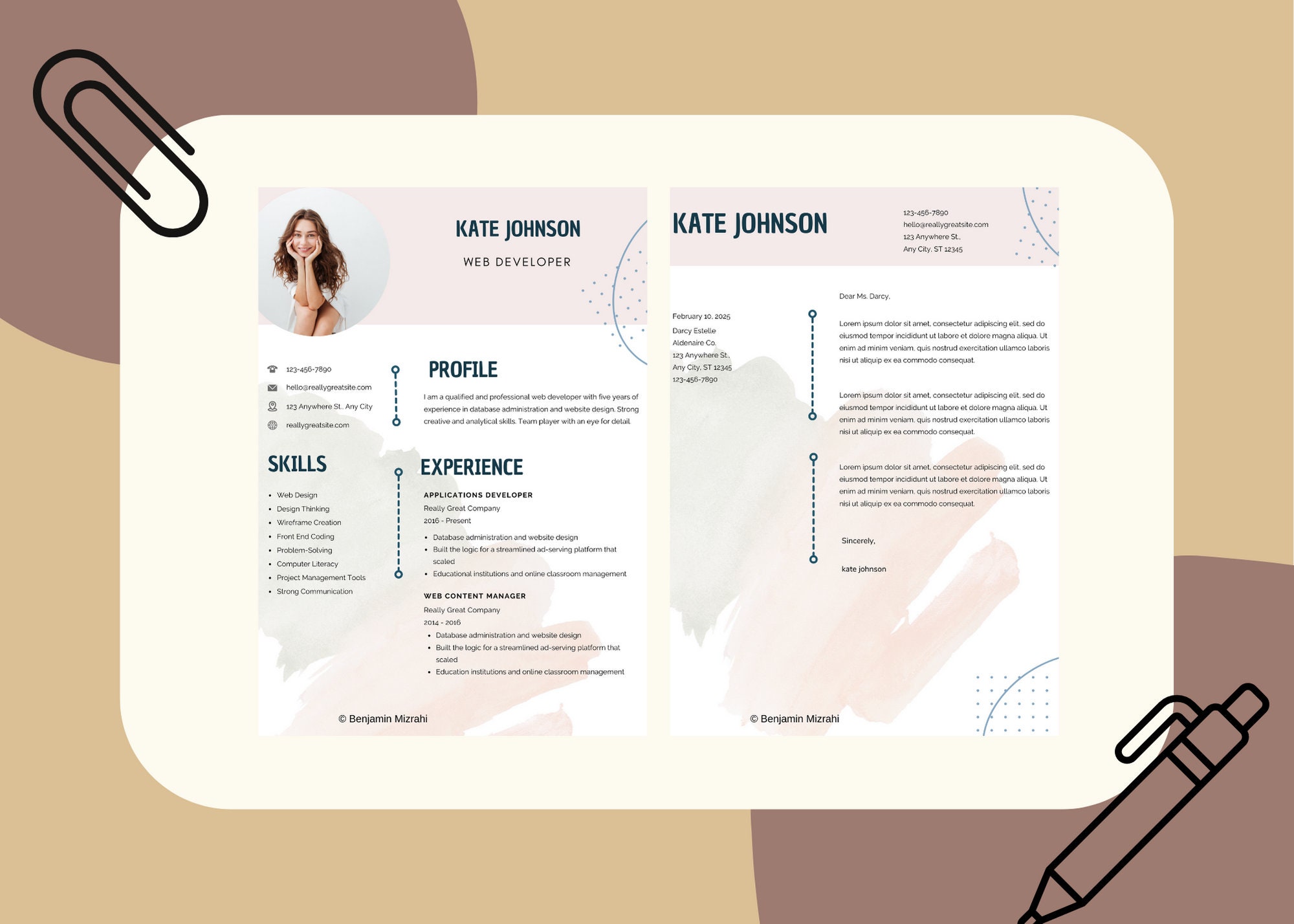 Web Developer Resume Template Cover Letter Template Canva, Modern ...
