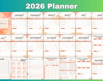 2026 Planner Template for Canva, Productivity Planner (Digital Download)