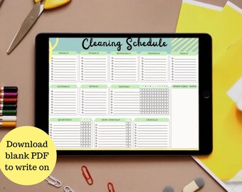 Printable Cleaning Checklist | Chore Chart, Google Sheets (Digital Download)