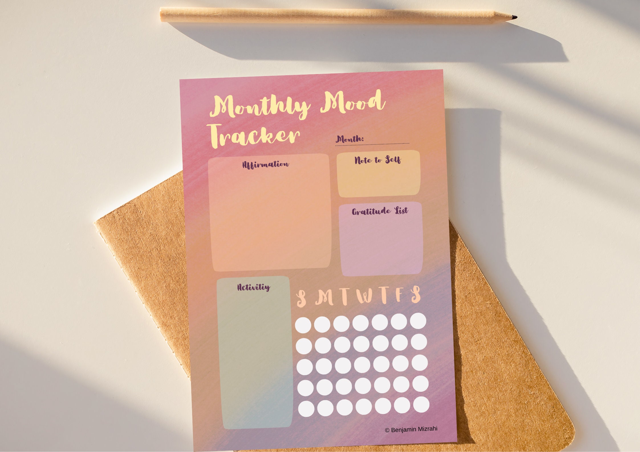 Printable Monthly Mood Tracker Chart, Wellness Planner (digital ...