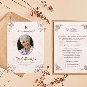 Pink Funeral Program Template Editable Pink Funeral Memorial Printable Order Of Service Celebration Of Life Memorial Program