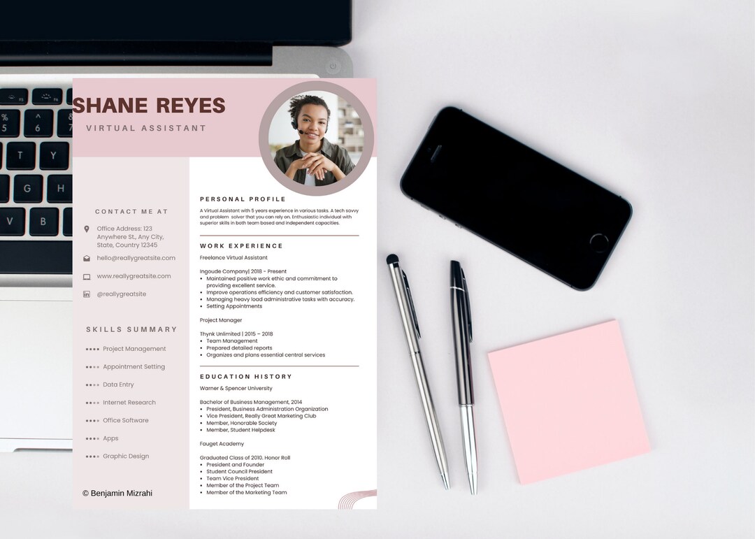 Modern Professional Resume Template for Canva, CV Template, Canva ...
