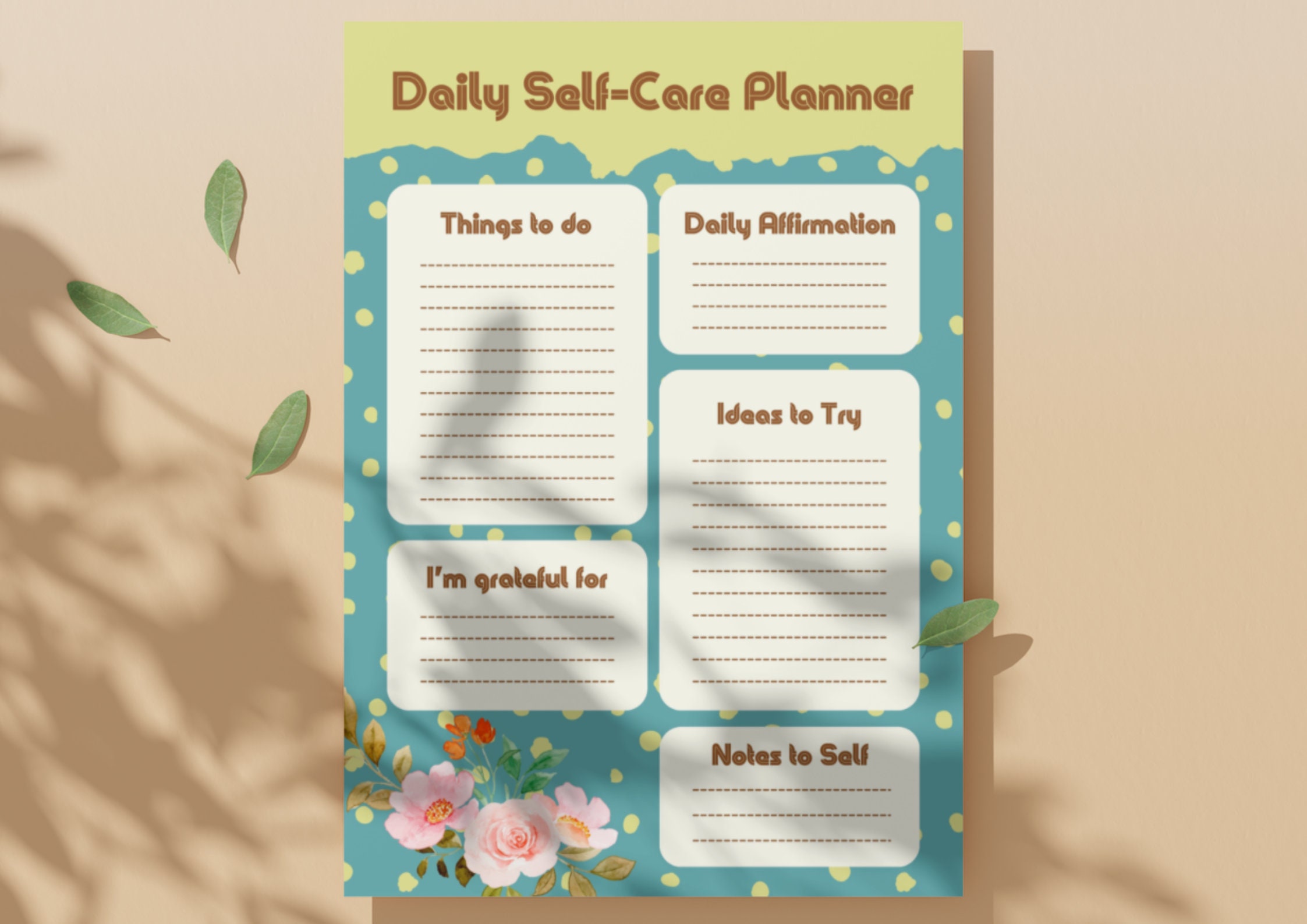 Daily Self Care Planner | Printable Wellness Routine (instant Download ...