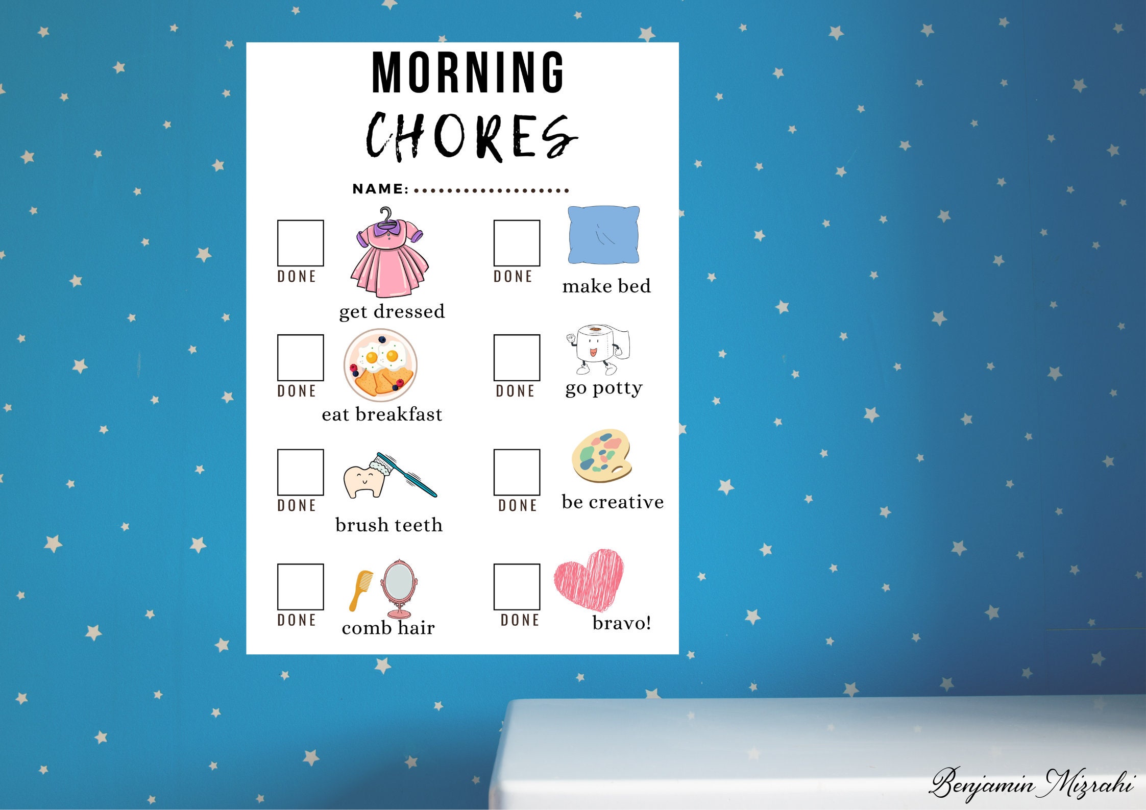 Kids Morning Chore Chart - Morning Routine Chart - To-do Chart Every ...
