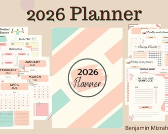 2026 Planner Template for Canva, Productivity Planner (Digital Download)