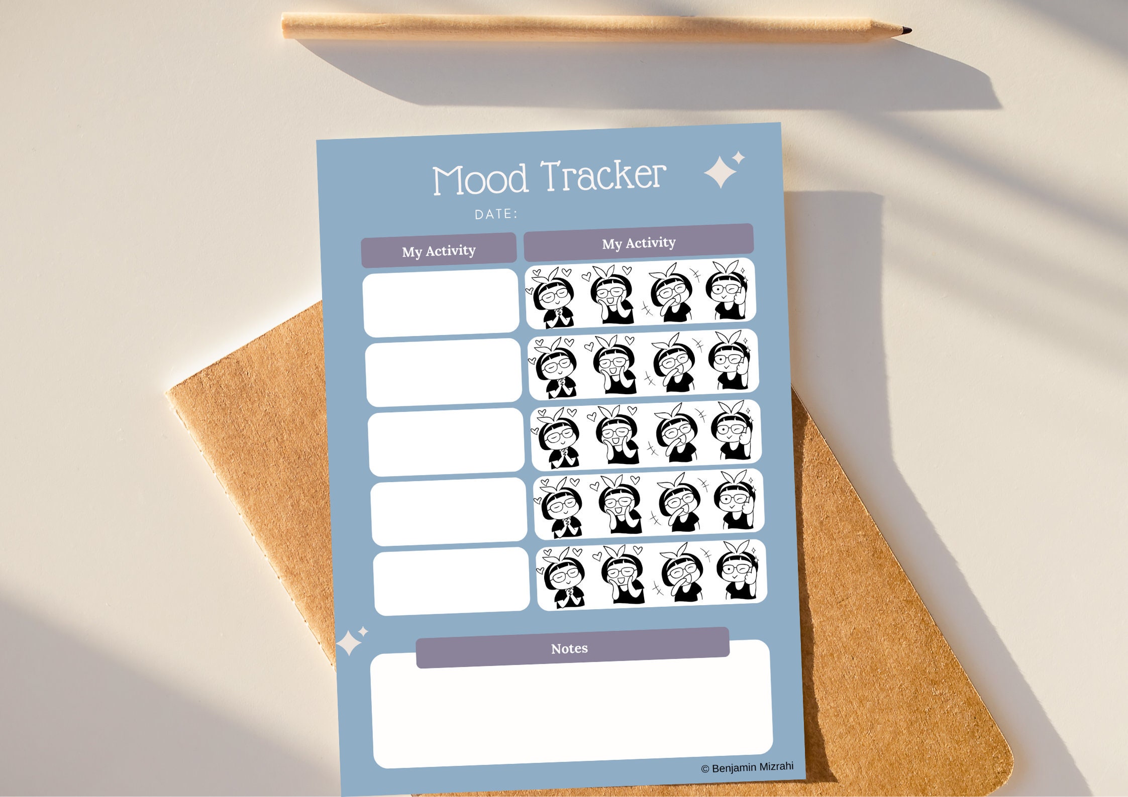 Printable Daily Mood Tracker Chart, Mental Health Diary (digital ...