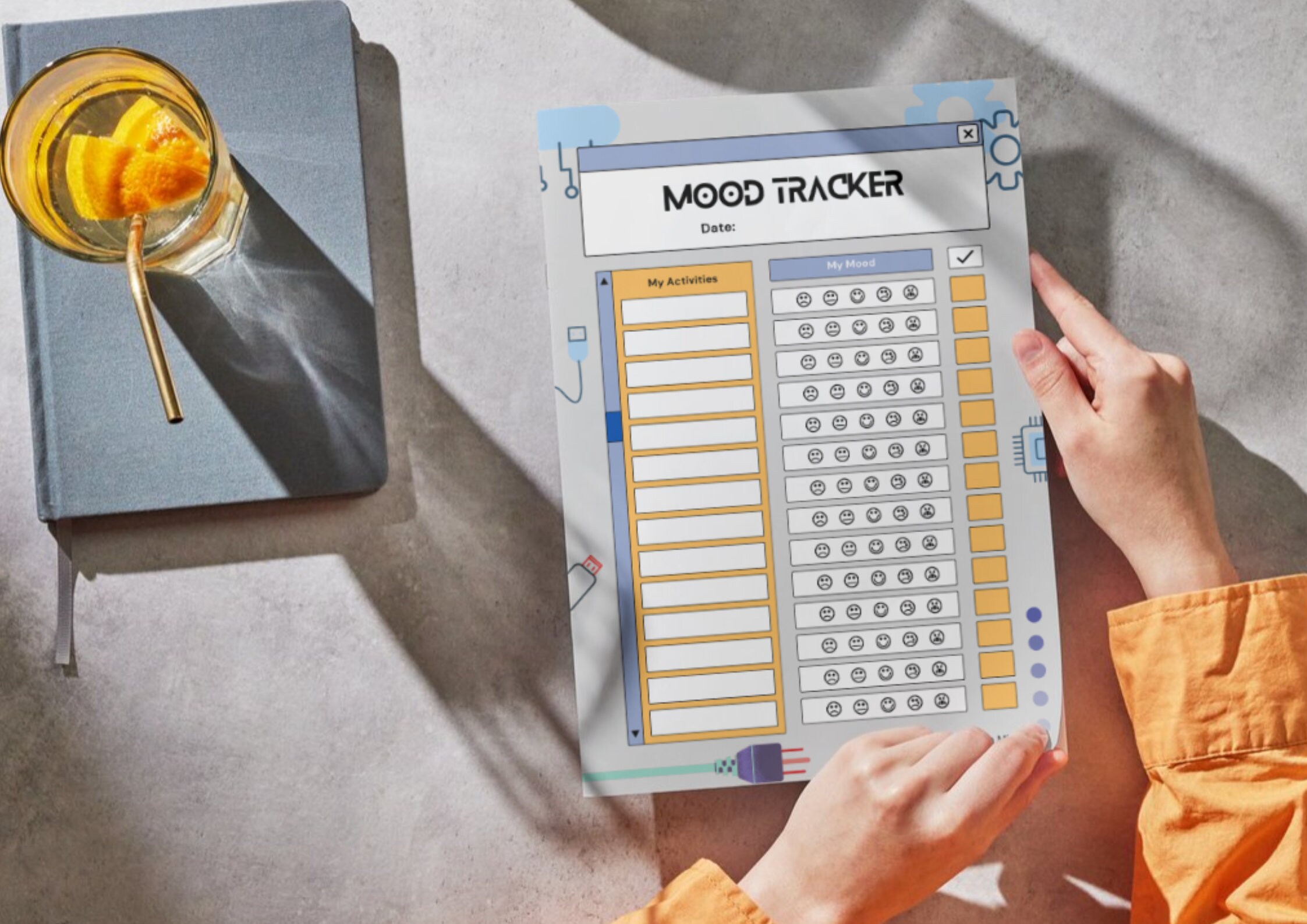 Printable Daily Mood Tracker Chart, Wellness Planner (digital Download ...