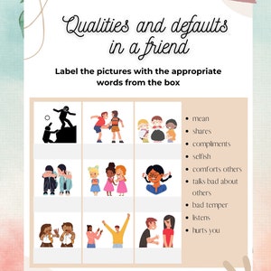 Good vs Bad friends poster - PRINTABLE Emotional Learning Social Skills, Speech Therapists for Student Counseling Groups