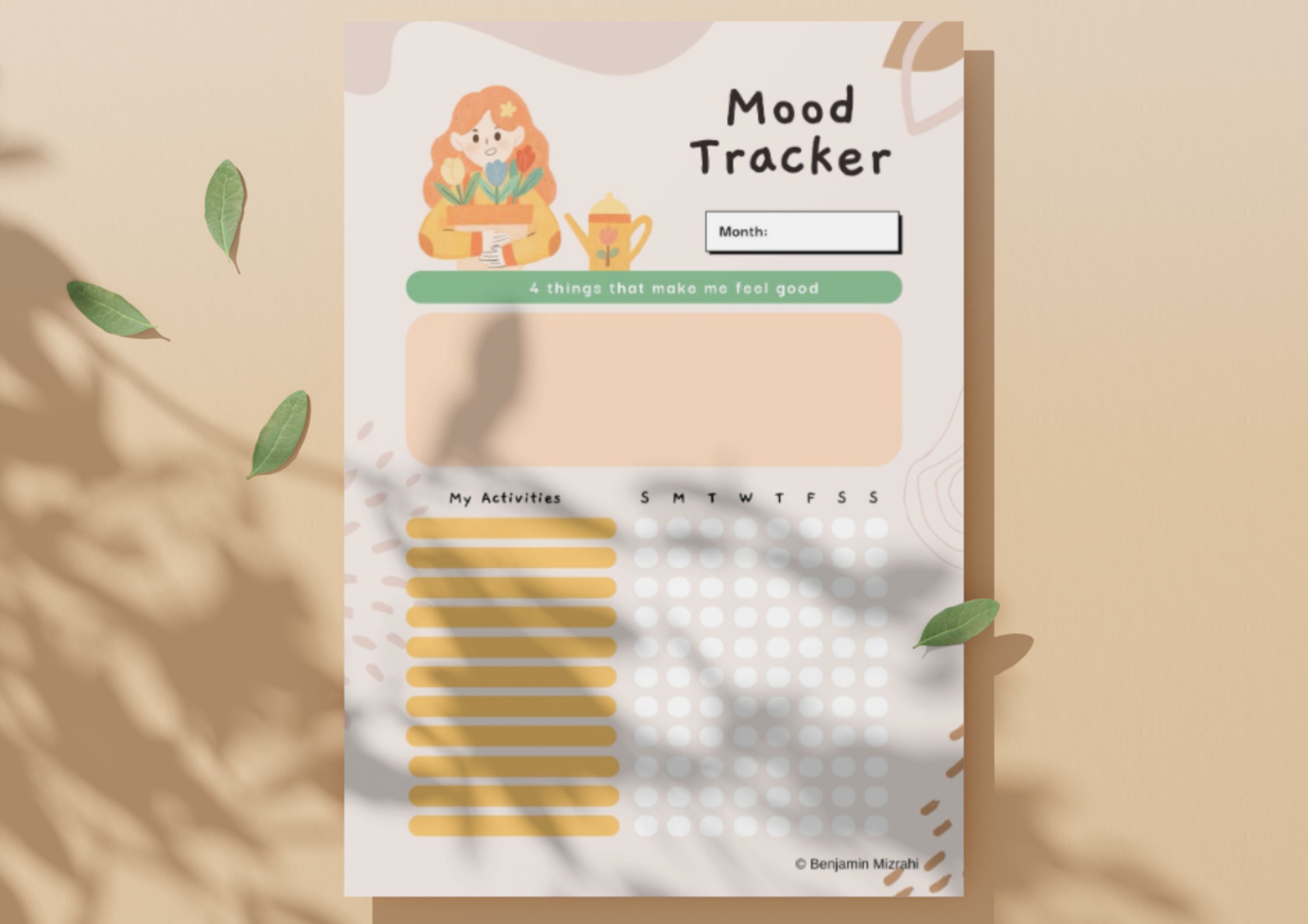 Printable Daily Mood Tracker Template, Wellness Planner (digital ...