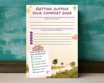 Self-Esteem Journal Printable Worksheet, Children's Mental Health (Digital Download)