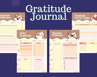 Diario de gratitud / Autocuidado y atención plena (descarga instantánea)