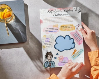 Self-Esteem Journal, Coping Statements, Growth Mindset (Digital Download)