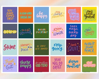Positive Affirmation Cards, Motivational Self Care Cards (Digital Download)