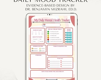 Daily Mood Tracker Printable for Teens | Mental Health Journal PDF | ADHD Anxiety SEL | School Counselor Self Care Tool