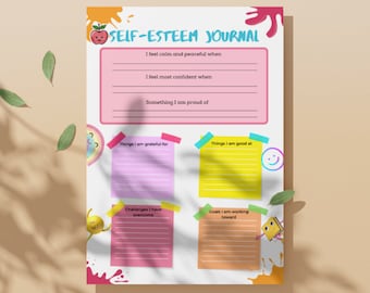 Self-Esteem Journal Printable: Kids & Teens Mental Health (Digital Download)