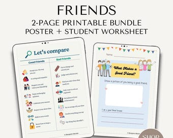 Good vs Bad Friends Poster & Worksheet | Social Skills Printable | ADHD Autism SEL | Special Education School Counselor