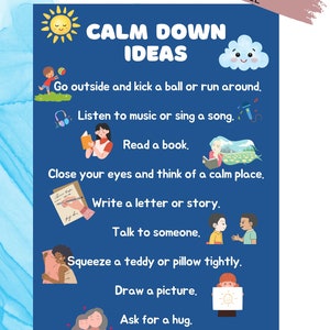 9 Calming techniques - Calm Down Corner Posters Educational Wall Art Printable for Kids Classroom Preschool Homeschool