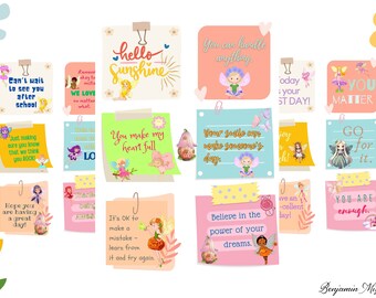 Printable Lunchbox Affirmation Notes, Kids Motivation Cards (Instant Download)